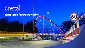  Presentation with cable stayed bridge over river - Slide deck consisting of stayed bridge over brda river background and a dark gray colored foreground