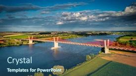  Presentation with cable stayed bridge over river - PPT theme enhanced with cable-stayed-bridge-over background and a ocean colored foreground