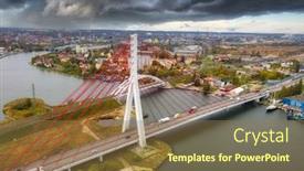  Presentation with cable - Colorful presentation design enhanced with cable-stayed-bridge backdrop and a coral colored foreground