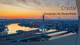  Presentation with cable - Presentation design consisting of cable-stayed-bridge background and a coral colored foreground