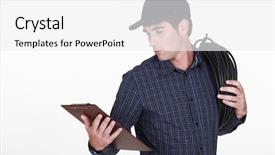  Presentation with medical folder blank or clipboard - Amazing theme having cable tags - electrician holding clipboard backdrop and a white colored foreground