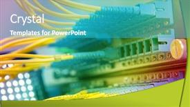  Presentation with server - Cool new slide deck with cable television - fiber network server backdrop and a teal colored foreground