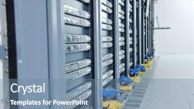  Presentation with digital communications - Beautiful theme featuring cable television - network server room with computers backdrop and a seafoam green colored foreground