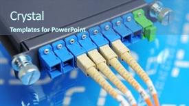  Presentation with internet communication - Presentation enhanced with cable trays - communication and internet network server background and a ocean colored foreground