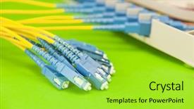  Presentation with server - Colorful presentation design enhanced with cable trays - fiber network server backdrop and a  colored foreground