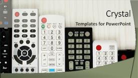  Presentation with remote - Theme having cable tv - many remote control devices background and a sky blue colored foreground