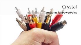  Presentation with audio video - PPT layouts with cable tv network - audio and video plugs background and a white colored foreground