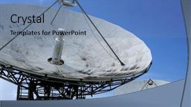  Presentation with satellite dish - Audience pleasing PPT theme consisting of cable tv network - parabolic satellite dish space technology backdrop and a teal colored foreground