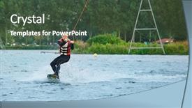  Presentation with cable - Colorful PPT layouts enhanced with cable wakeboarding- man riding backdrop and a tawny brown colored foreground