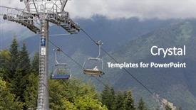  Presentation with cable - Presentation design with cable way in the summer mountains background and a gray colored foreground