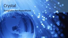 Presentation with fiber optics - PPT theme enhanced with cable world - earth fiber optics background and a light blue colored foreground