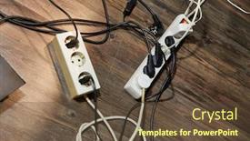  Presentation with cables - Slides having cables-and-extension-blocks-electreic background and a tawny brown colored foreground