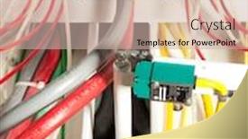  Presentation with wires - PPT theme featuring cables-and-wires background and a soft green colored foreground