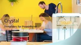  Presentation with product - Beautiful presentation featuring cables manufacturing - 3d printer with product backdrop and a yellow colored foreground