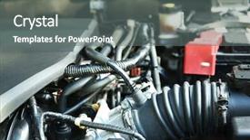  Presentation with car engine - Slide deck featuring cables manufacturing - car engine closeup background and a gray colored foreground