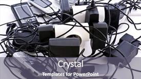  Presentation with chaos - PPT theme having cables manufacturing - cell phone cable chaos background and a gray colored foreground