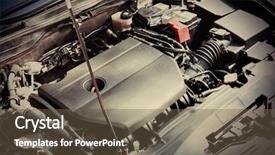  Presentation with auto - Slide deck having cables manufacturing - closeup view of car engine background and a tawny brown colored foreground