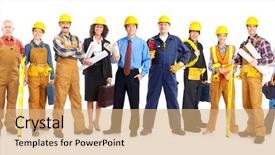  Presentation with industrial workers - Amazing theme having business investment concept of stock and share market with calculator and money note shallow depth of field backdrop and a soft green colored foreground