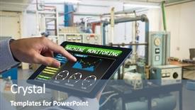  Presentation with tablet - Slides enhanced with cables manufacturing - man using tablet pc background and a ocean colored foreground