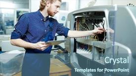  Presentation with repair - Amazing PPT theme having cables manufacturing - printing machine repair service master backdrop and a ocean colored foreground