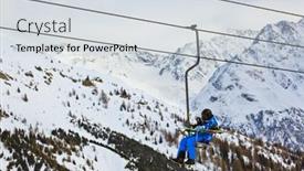  Presentation with ski - Cool new PPT theme with cableway-at-mountains-ski-resort backdrop and a lemonade colored foreground
