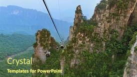  Presentation with china travel - Presentation theme with cableway-in-tianzi-avatar-mountains background and a tawny brown colored foreground