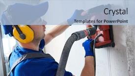  Presentation with cutting concrete - Presentation design consisting of cabling by diamond slitting machine background and a light blue colored foreground