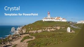  Presentation with lighthouse - Theme featuring cabo-da-roca-portugal-lighthouse background and a teal colored foreground