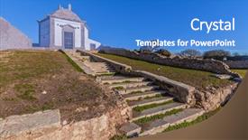  Presentation with 18th century - Slides with cabo or pedra mua sanctuary background and a teal colored foreground