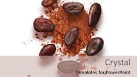  Presentation with cacao - Slide deck having cacao-beans-and-powder-isolated background and a coral colored foreground