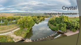  Presentation with aerial - Theme having caccing - aerial panorama of the cache background and a light blue colored foreground