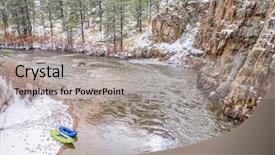  Presentation with rocky shore - Presentation theme consisting of caccing - aerial view of inflatable whitewater background and a light gray colored foreground