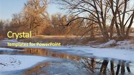  Presentation with cottonwood trees - Slide deck consisting of caccing - partially frozen cache la poudre background and a tawny brown colored foreground