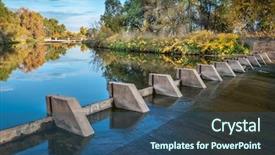  Presentation with water farming - Beautiful theme featuring caccing - river diversion dams providing water backdrop and a ocean colored foreground