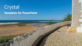  Presentation with coastal - PPT theme featuring cacela-velha-is-a-lovely background and a teal colored foreground