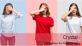  Presentation with vintage women - Theme featuring shyness - collage of hispanic african american background and a  colored foreground