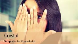  Presentation with indian woman face beauty - Slides with shy woman peeking through covered background and a coral colored foreground