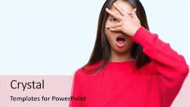  Presentation with young woman diagnosis of sti - PPT layouts consisting of shyness - young asian woman wearing winter background and a red colored foreground