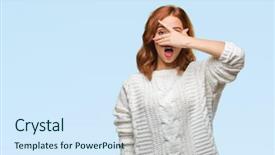  Presentation with beautiful midnight sun over - PPT theme enhanced with shyness - young beautiful woman over isolated background and a sky blue colored foreground