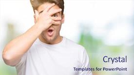  Presentation with young man wearing a hat - Beautiful slides featuring shyness - young handsome man wearing white backdrop and a  colored foreground