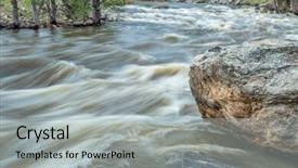  Presentation with river - Beautiful presentation theme featuring coli - cache la poudre river backdrop and a light gray colored foreground