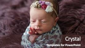  Presentation with newborn baby - Amazing slide deck having cacoon - cute newborn baby girl wrapped backdrop and a tawny brown colored foreground