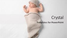  Presentation with cocoon - PPT theme consisting of cacoon - cute newborn baby in knitted background and a light gray colored foreground