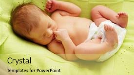  Presentation with newborn baby - Audience pleasing slide set consisting of cacoon - one week old newborn baby backdrop and a yellow colored foreground