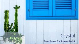  Presentation with windows - Theme with cacti-white-house-and-blue background and a sky blue colored foreground