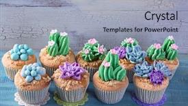  Presentation with cactus - Colorful presentation design enhanced with cactus cupcakes for children party backdrop and a light gray colored foreground