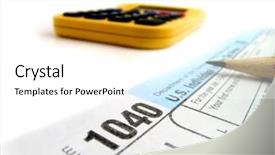  Presentation with current - Audience pleasing presentation theme consisting of caculators - detail closeup of current tax backdrop and a white colored foreground