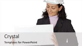  Presentation with cad - Beautiful PPT layouts featuring cad model - attractive young person architect backdrop and a  colored foreground