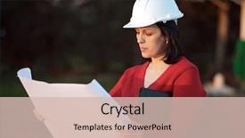  Presentation with cad - Colorful slide set enhanced with cad model - attractive young person engineer studying backdrop and a  colored foreground