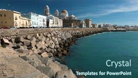  Presentation with spain - Theme featuring cadiz-spain-seaside-view-including background and a ocean colored foreground